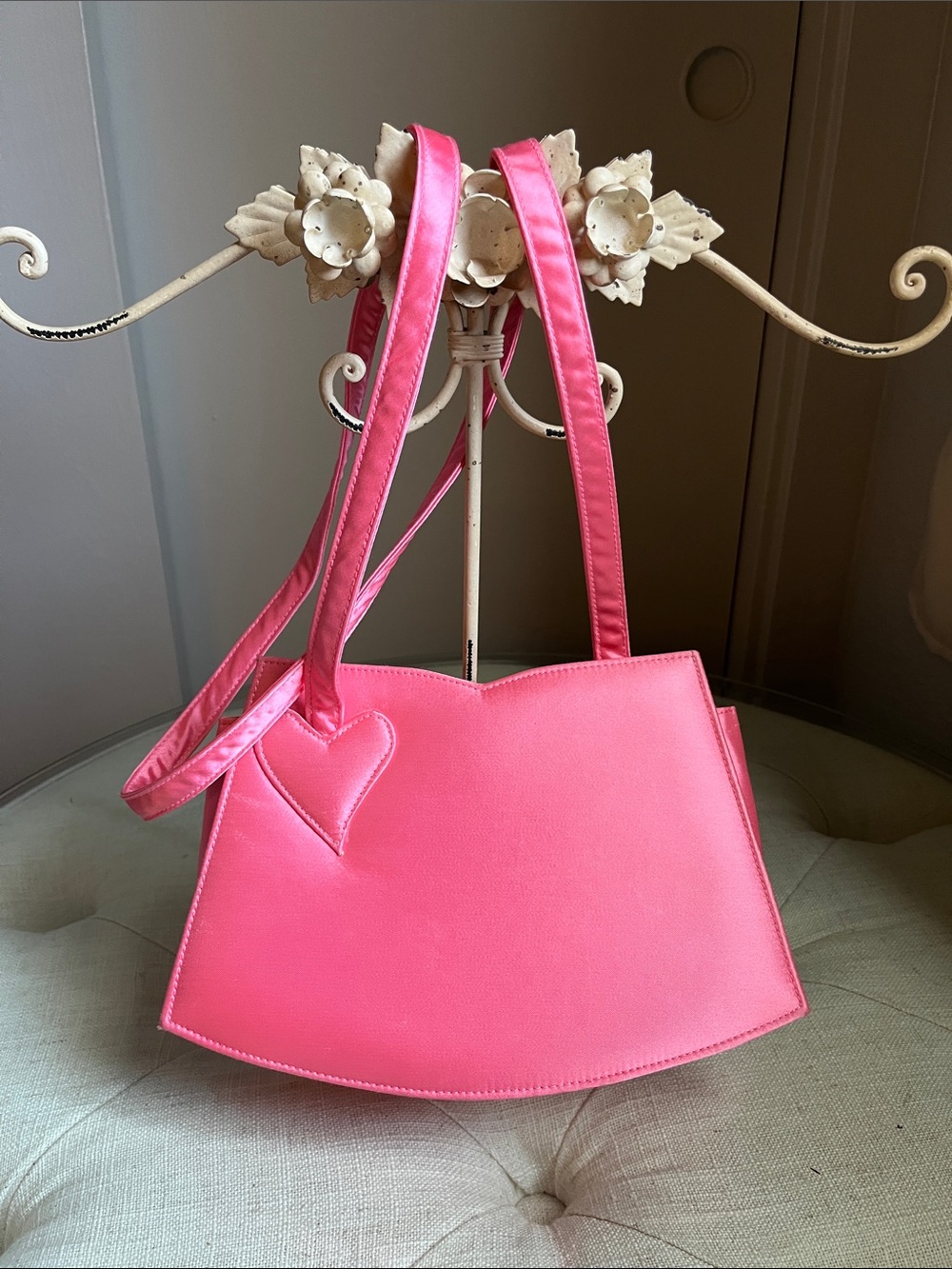 Victoria Secret Pink Satin Feminine Heart Small Shoulder Crossbody Bag